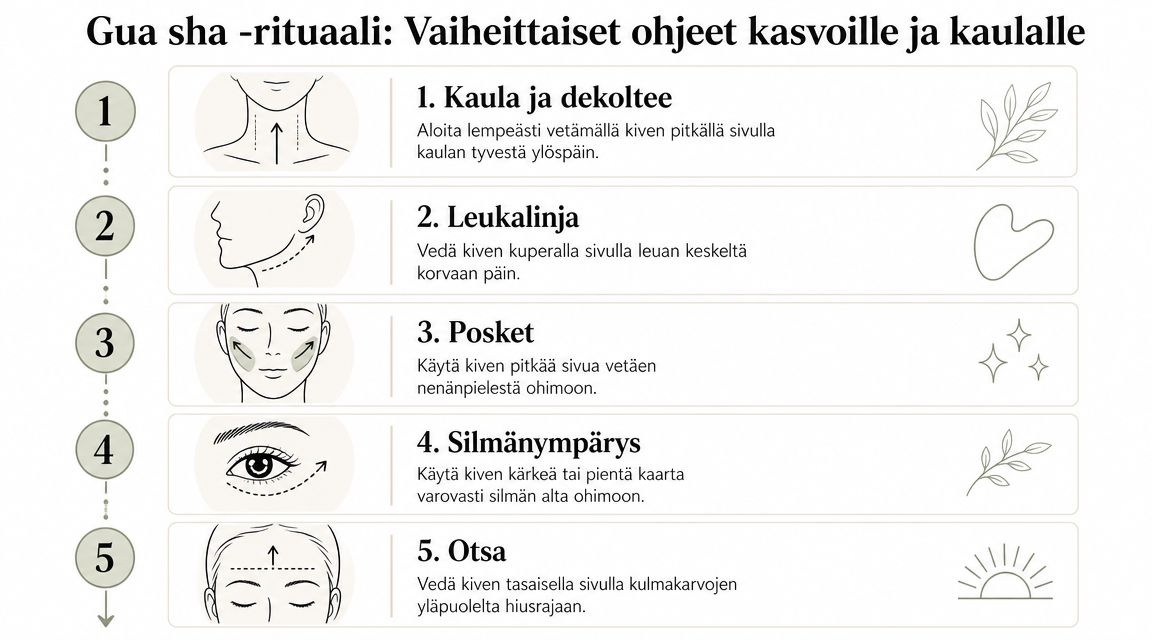Gua sha -rituaali: Vaiheittaiset ohjeet kasvoille ja kaulalle