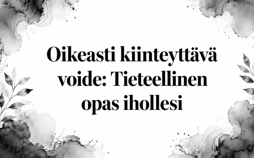 Oikeasti kiinteyttävä voide: Tieteellinen opas ihollesi